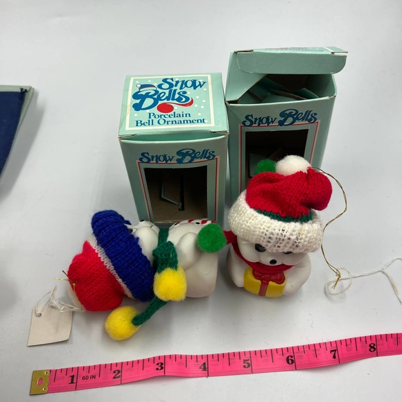 Giftco Snow Bells Vintage Porcelain Christmas Ornaments W Box Xmas Retro Grandma - Picture 8 of 8